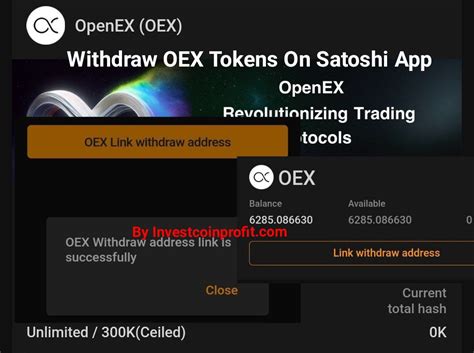 how to withdraw oex coin from satoshi app